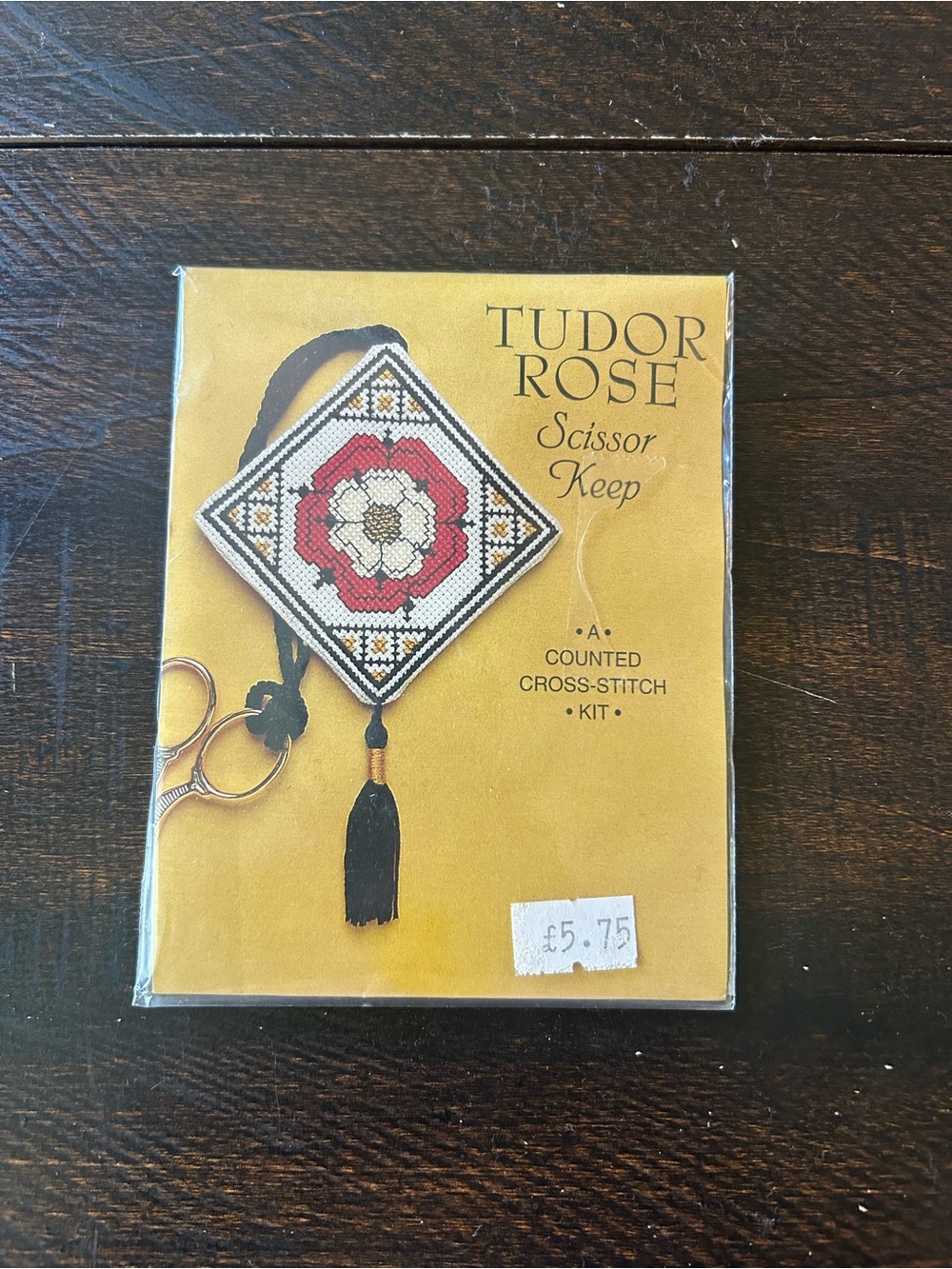 Vintage Tudor Rose Cross-Stitch Scissor Keep Counted Cross-Stitch Kit.